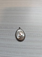 Vintage Handmade Beautiful Silver Mother Of Pearl Sailboat Ocean Pendant