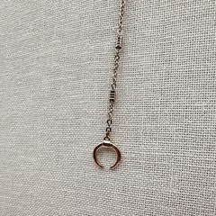 Vintage 90s Rose Gold tone Necklace Layering Chain Moon Pendant Lariat Jewelry