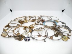 Lot of 25 Alex and Ani Wrist Silver & Gold Tone Charm Bracelet Bangles