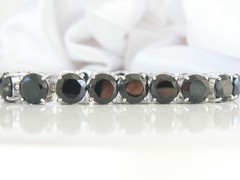 Sterling Silver 925 Natural 50tcw Black Spinel Tennis Bracelet 8″