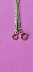 Vintage Trifari choker necklace gold tone metal with pink V charm 18”