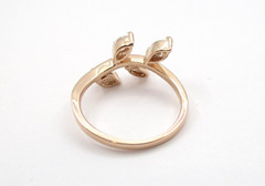 0.48CTW Marquise Shape Diamond Leaf Design Ring 14 Karat Rose Gold Size 6.5
