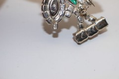 VINTAGE RHINESTONE CRYSTAL 3-1/8″ CHRISTMAS TREE BROOCH/PIN-SILVER TONE-ANGEL