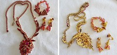 Juliana Rhinestone NECKLACE BROOCH EARRING SET Book Pcs Magenta Pink