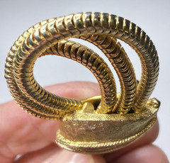 Francois Vintage Gold Tone Triple Coil Leaf Dangle Brooch Pin 4 3/4″ Signed