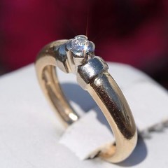 14k multi tone gold ring 0.11ct diamond solitaire engagement 1920’s 4.15g sz5.25