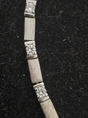 VINTAGE TENNIS BRILLIANT STERLING SILVER 925 LINK NECKLACE 16.25″ SPARKLES