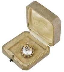 Antique 14Kt Gold – Solid Silver – Natural Pearls – Ruby Locket Pendant