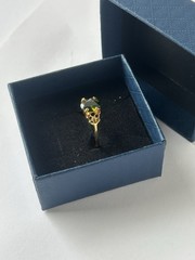 Vintage Green Cubic Zirconia Ring Gold Plated Womens Size 7.5