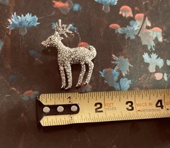 Talbots Rhinestone Reindeer Pin Silver Tone Family Owned Sparkles See VIDEO