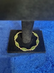 Vintage 1/20 12k Gold Filled Green Asian Jade Bracelet Nice Piece 7 1/2 w/clasp