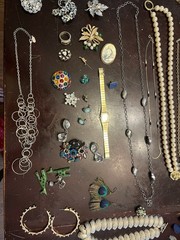 Untested Mixed Jewelry Lot, Vintage, Earrings, Necklaces, Rings, Cufflinks, More