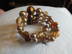 Beautiful Wrap Bracelet Amber Gold Beads 1 7/8 Inch Widest Point NICE