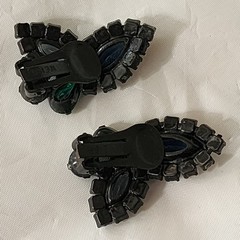 Weiss Climber Earring Dark Jewel Tone Color Rhinestone Couture Signed 60s Black