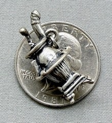 Vintage Beau Sterling Silver Potbelly Stove Charm Cast Iron 3D