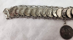 Vintage Mexican 1974 20 Centavos 1979 10 Centavos Coin Bracelet 7”