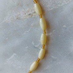 Vintage Moonglow Moonstone Tan & Ivory Delicate Oval Bead Collar Necklace