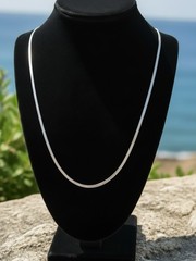 Vintage 925 Sterling Silver 3/32” Or 2.4mm Wide Flat Herringbone Chain 30”Long