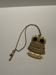 Owl Necklace Vintage Costume Jewelry Gold-Tone Segmented