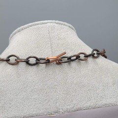 Vintage Copper Brutalist Pendant Necklace Statement 16″ MCM