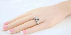 Art Deco Style Lab Created Diamond & Ruby 14K White Gold FN Engagement Ring