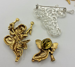 Vintage Angel Cherub Brooch Lot 10 AAI Ultra Camco BJ Figural Pins