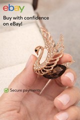 Elegant Crystal Swan Brooch Rose Gold Plated With Sparkling Rhinestones