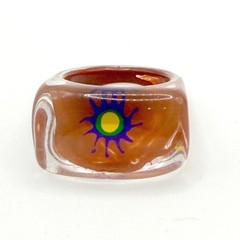Vintage Style Lucite Acrylic Floral Ring Size 7.25 Amber Resin Mod