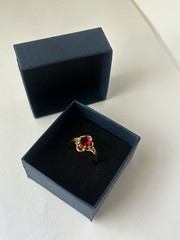 Vintage Red Cubic Zirconia Ring Gold Plated Womens Size 8.5