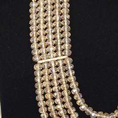 Vintage Layered Glass bib Necklace Champagne Colored Statement Sparkle Jewelry
