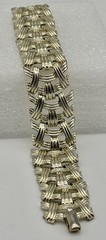 Vintage Coro Wide Linked Basket Weave Bracelet Gold-Tone Signed, Great Condition