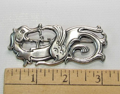 Vintage 3″ Silver Plate Pisces Fish Zodiac Sign Brooch Pin