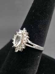 Vintage Silver Toned CZ Cocktail Starburst Ring – Size 8.5