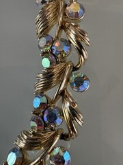 Vintage Lisner Aurora Borealis Necklace 16” Gold Tone Choker 1960s READ