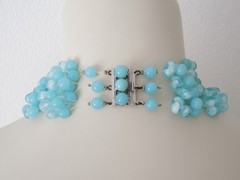 Vintage Necklace Glass Beads Blue 1950S 120.9 G / Approx. 39 Cm