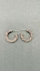 Vintage Sterlling Silver 925 Twisted Cable Mesh Chunky Wide Earrings 24.5mm 5mm