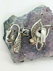 Vintage Sterling Silver 6mm Hematite Fairy Wing Clip On Earrings 5.1 Grams