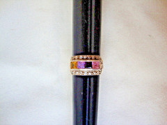 VINTAGE PINK TOPAZ AMETHYST LAVENDER TOPAZ CITRINE WHITE TOPAZ SILVER 925 RING