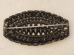 Czechoslovakian Brooch Art Deco Vintage 2 5/8″ Wide Colorful Rhinestones