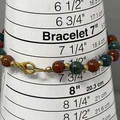 Gemstone Bracelet Brown Green Stone Bead Gold Tone Spacer Healing Chakra Vtg 7.5