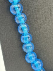 Vintage Cobalt Blue Transparent Glass Round Bead Necklace 14in 10mm King Bead