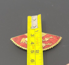 Vintage Oriental Fan Pin Brooch Retro 1935-1950 Gold Red Pink