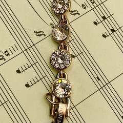 Givenchy Rose Gold Plated Peach Tone Crystal Studded Bracelet 7″ Vintage Sparkle