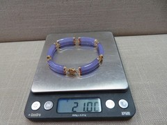 7″ HN 14k Yellow Gold Lavender Jade Double Row Bangle Bracelet