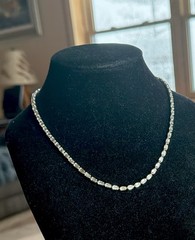 Vintage Baguette Necklace Jeweled Choker Crystal Rhinestone 16.5” Silver Tone