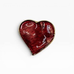 YSL Red Heart Brooch Pendant Vintage 1990s Enamel Yves Saint Laurent