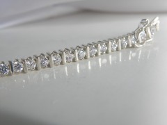 Sterling Silver 925 Cubic Zirconia Bar Link Tennis Bracelet 7.5″