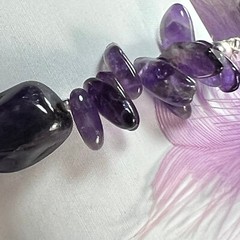 Vintage 0.925 Sterling Silver Amethyst Abalone links 7 3/4″ x 5/8″ Bracelet