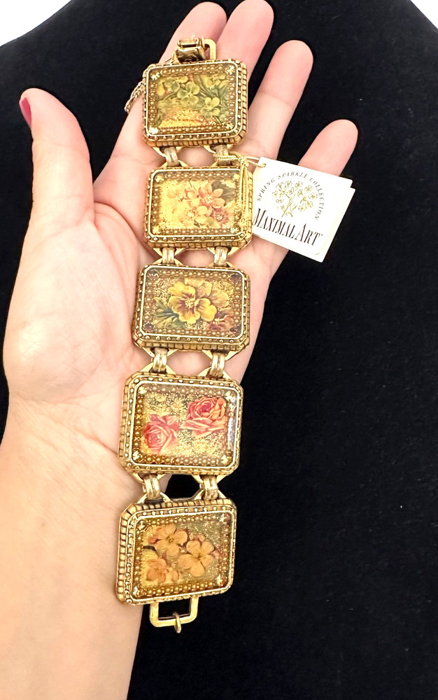 MAXIMAL ART John Wind Floral Bouquets Spring Sparkle Collection Bracelet Vintage