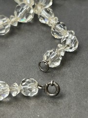 Vintage Rock Crystal Necklace Sterling Silver Clasp Graduated Stones 18”